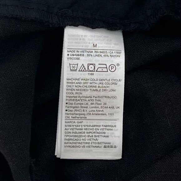 Gap Womens Linen Blend Pull On Shorts Size M Black Elastic Waist Pockets 4" - Picture 6 of 11